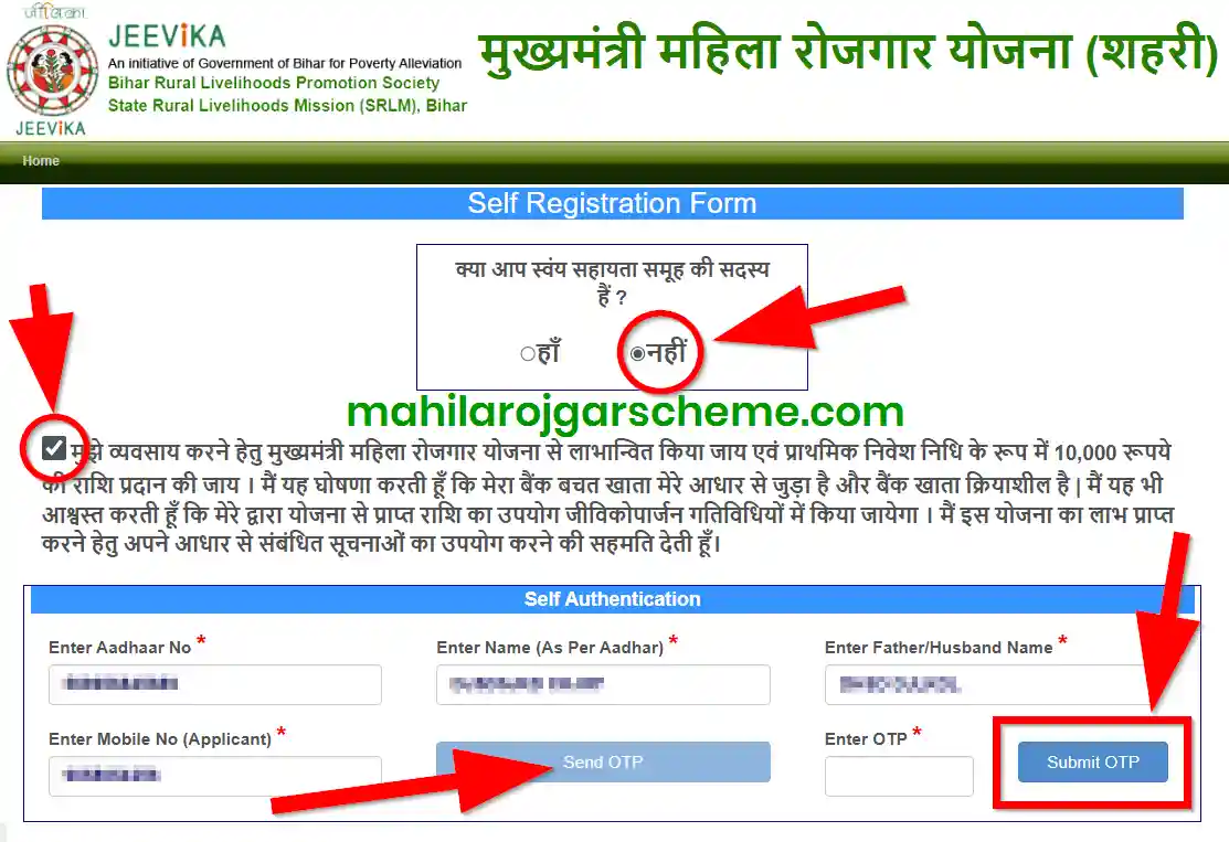 Bihar Mahila Rojgar Yojana Apply Online 2025